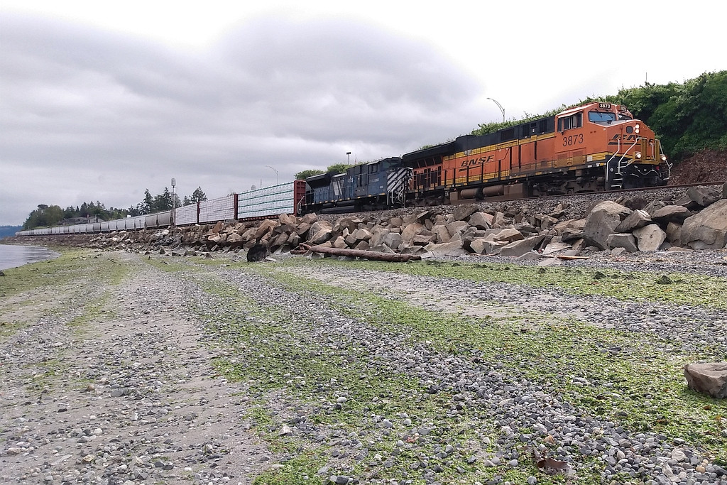 BNSF 3873 with SB freight